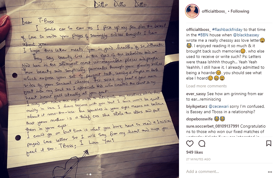 bassey wrote to TBoss