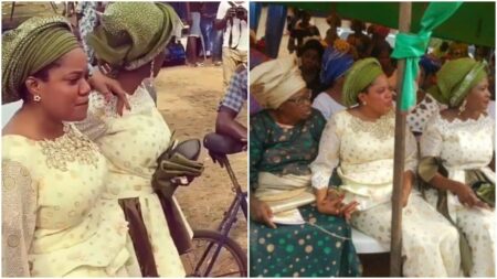 Toyin Abraham tears up during her late father's burial
