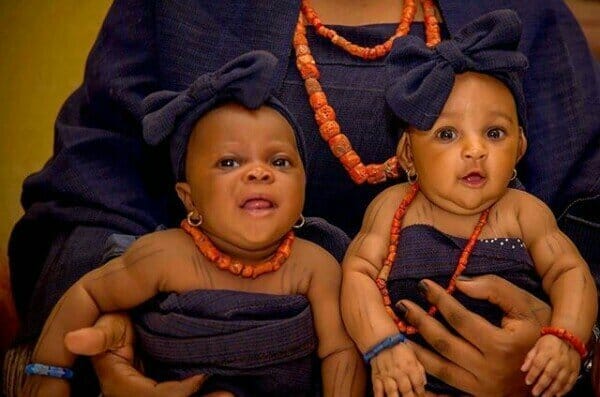 Alaafin of Oyo shows off his sets of twins as they clocked 3 months