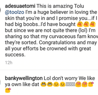 Banky W tells Adesua not to feel insecure about how her body is