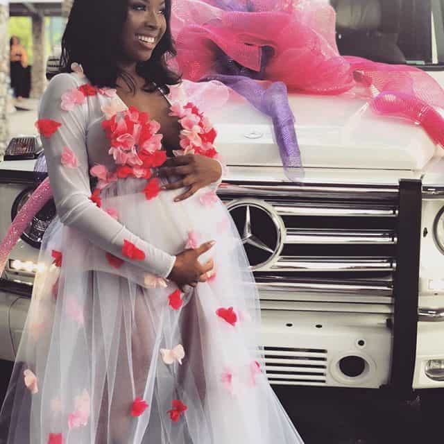 Lady shares photos of the G-Wagon her baby daddy gave her on her baby shower