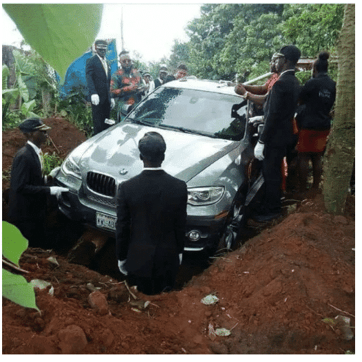 Man buries his father in a N32m BMW