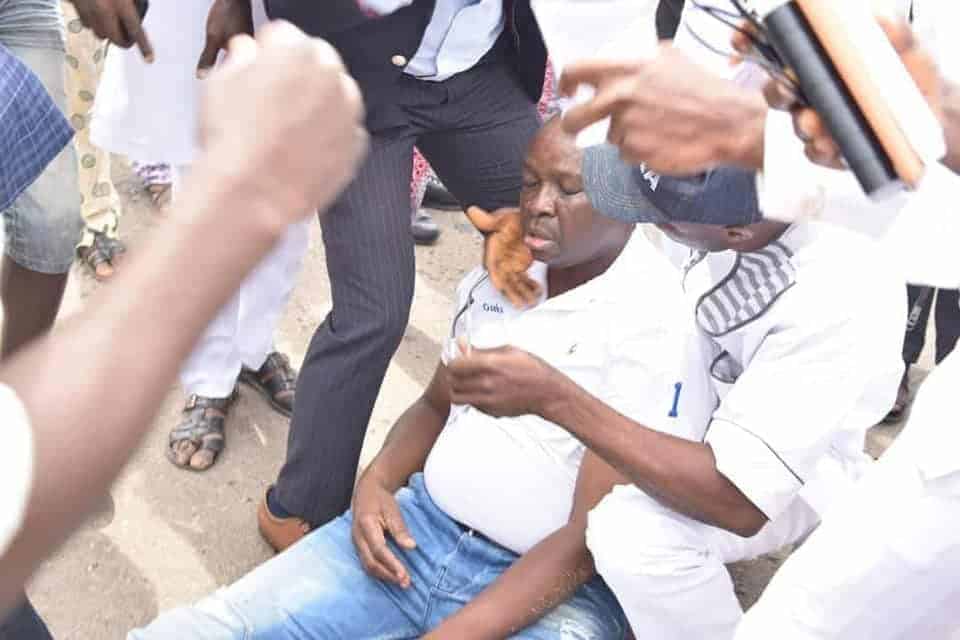 Fayose collapses after policemen fired tear gas at him (PHOTOS)