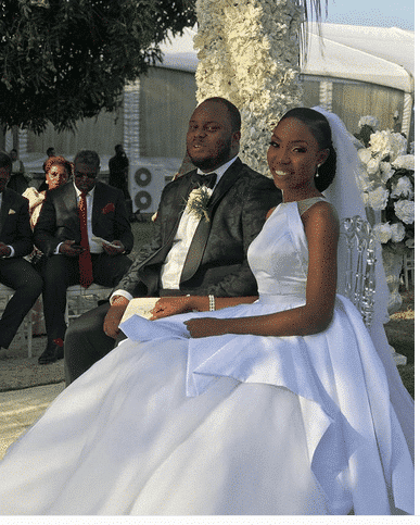 Lala Akindoju and Chef Fregz white wedding