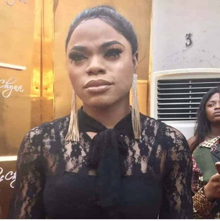A closer look at Bobrisky's face at Bac Chyna and Dencia's event