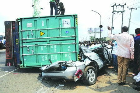 3 killed as container falls off truck in Ogun