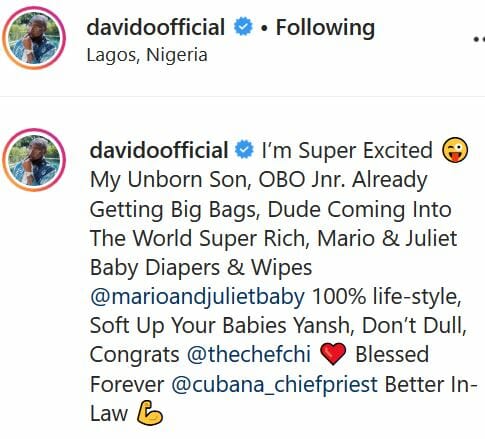 Davido's unborn son bags first endorsement deal