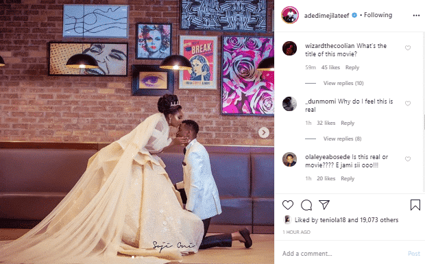 Fans confused about Lateef and Bimpe's wedding photos