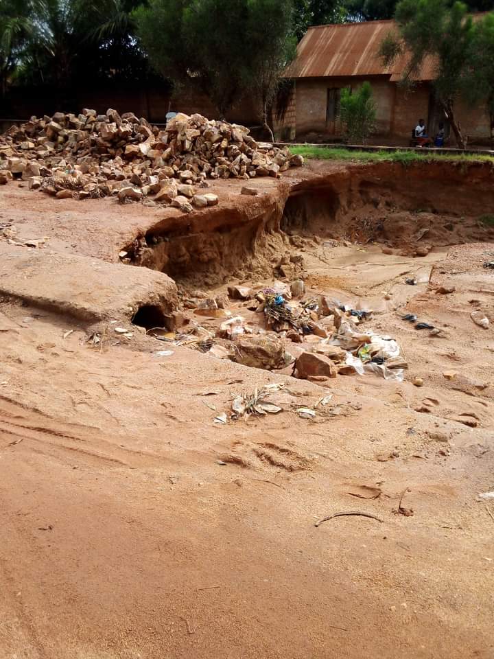 Rain washes away road in Benue