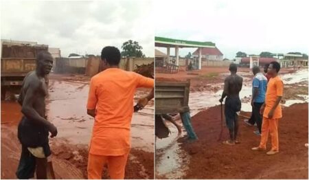 Man repairs road abandoned by govt in Benue