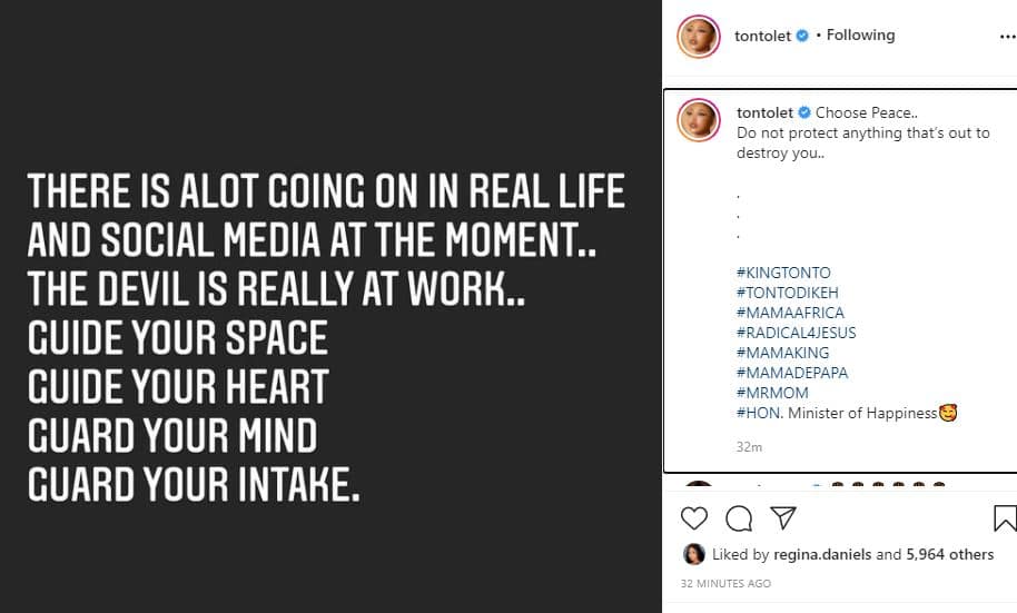 Tonto Dikeh reacts to break up speculations