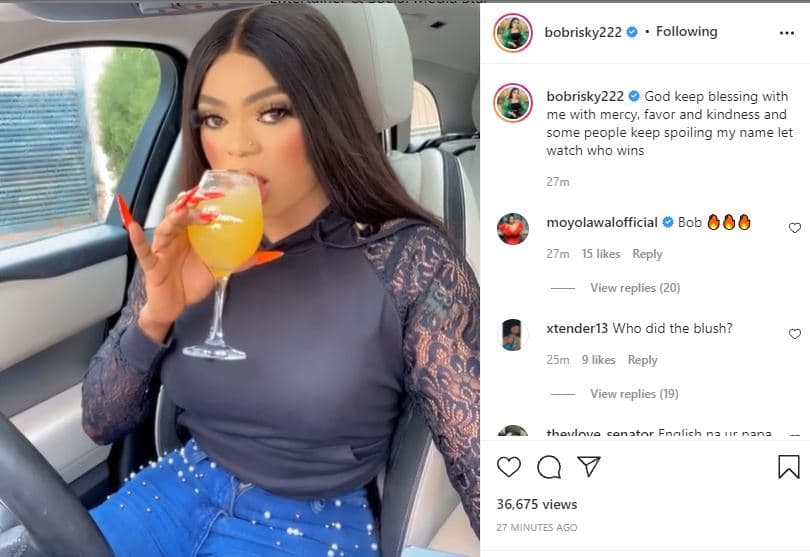 Bobrisky cries out about people spoiling his name
