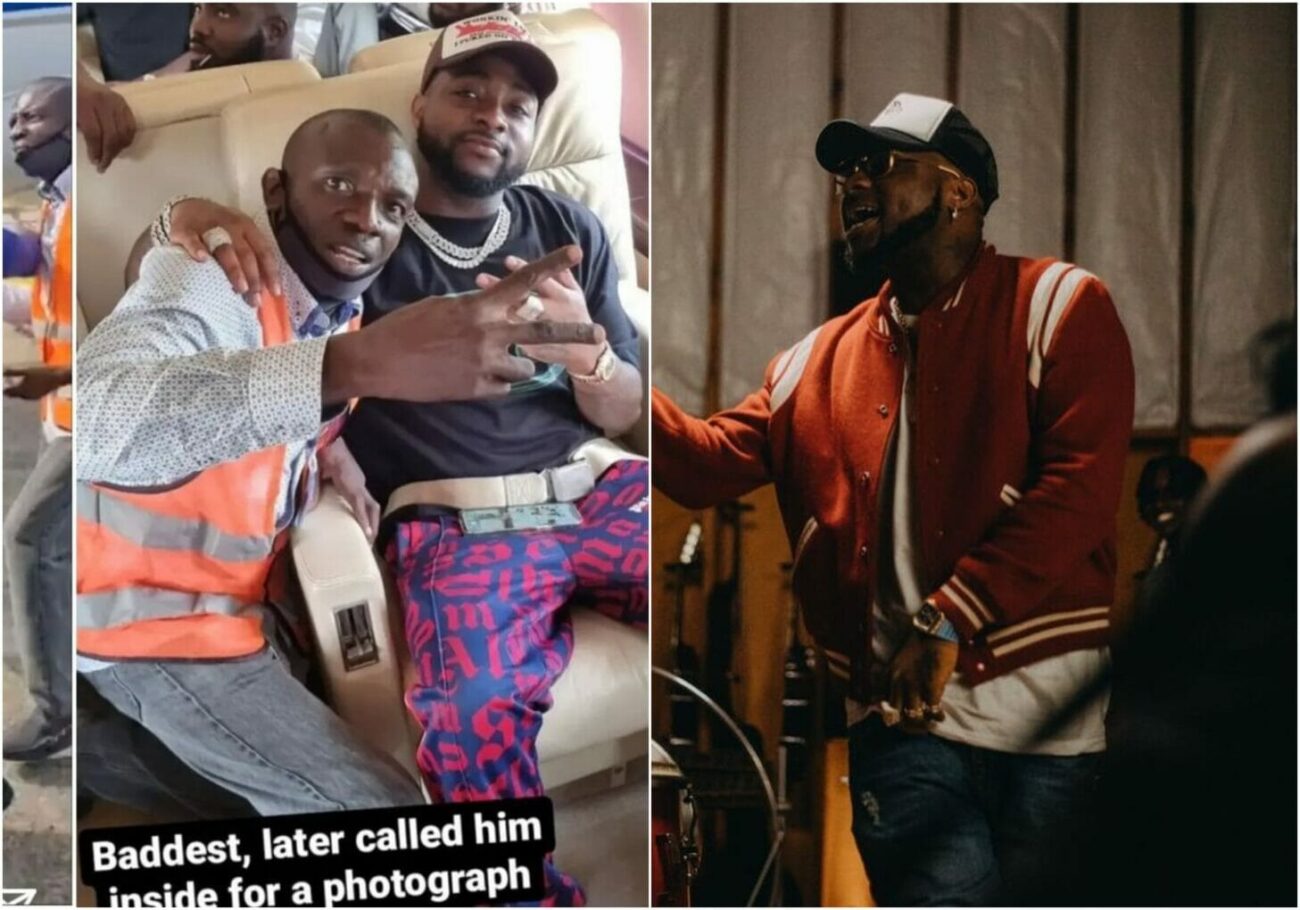 Fans hype Davido as he shows respect to a molested airport staff (video)