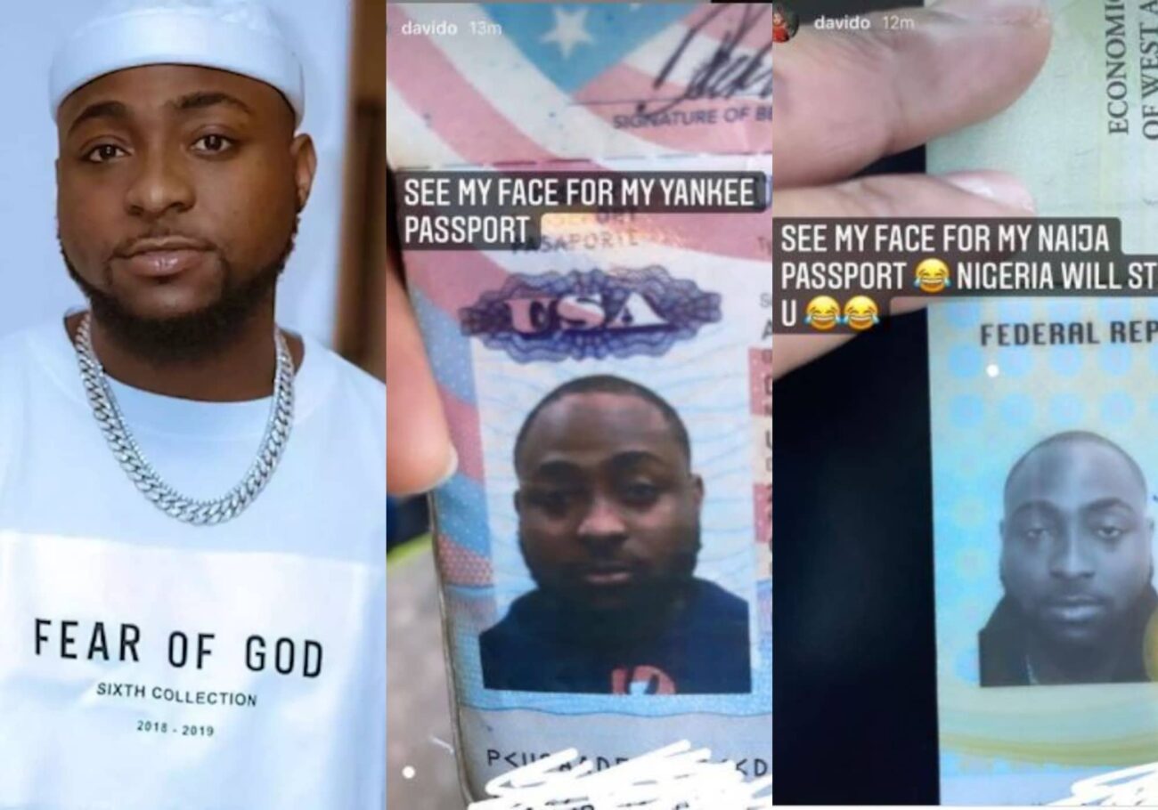 davido shares his US and Nigerian passports