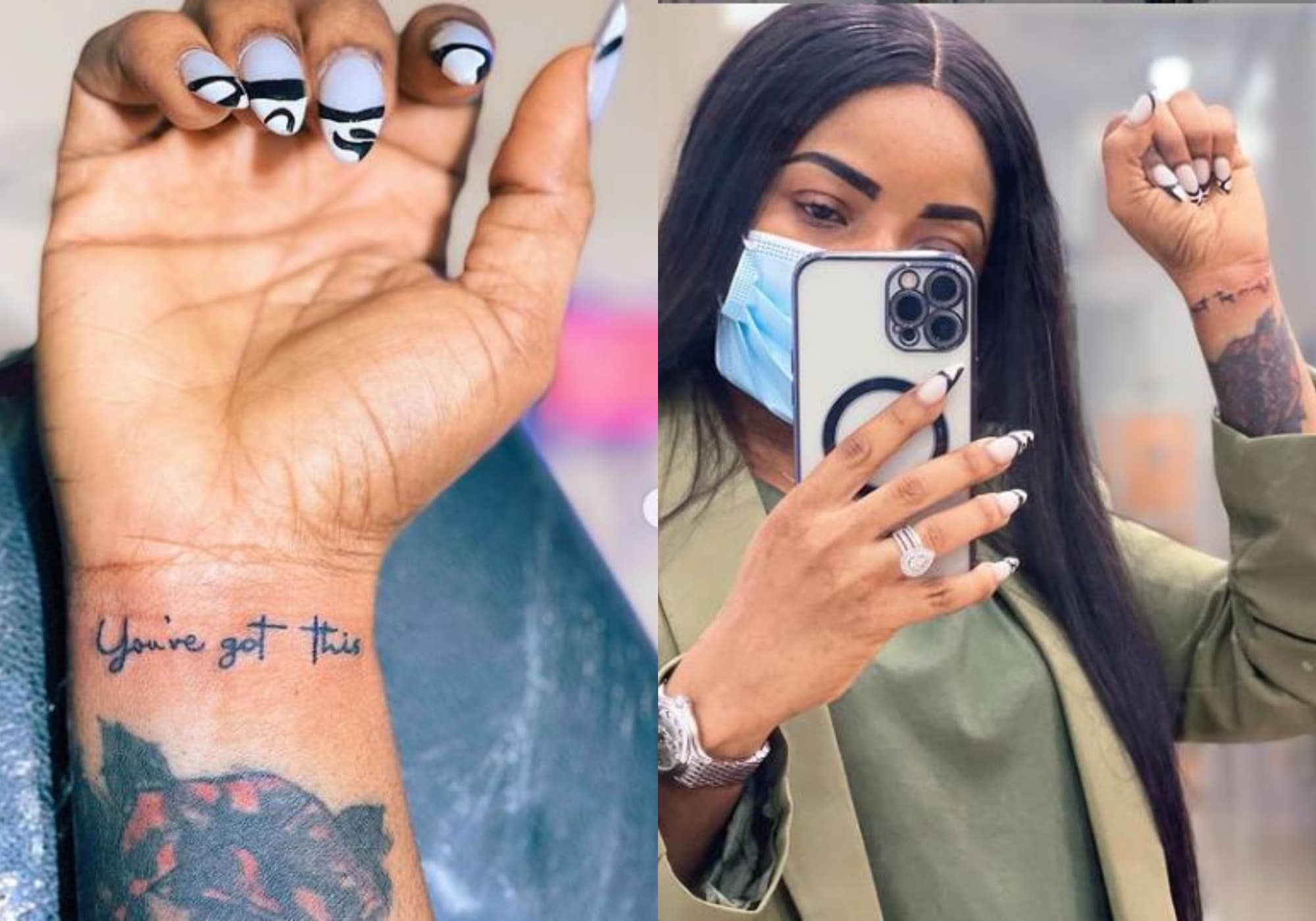 This year has been a little crazy' Laura Ikeji tattoos wrist to express her  current situation - Kemi Filani