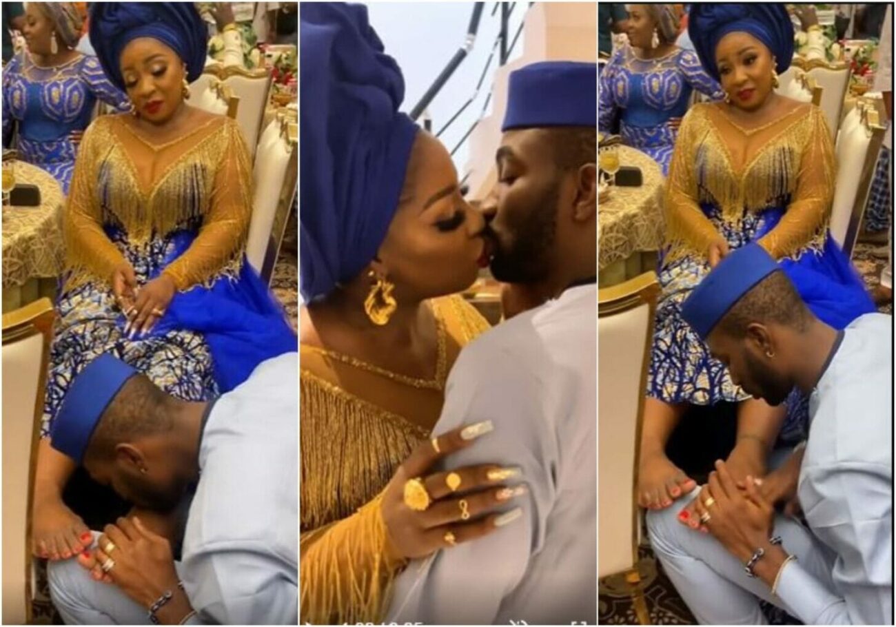 Actress Anita Joseph sparks reactions with video of her husband massaging her feet at Iyabo Ojo mother's remembrance party
