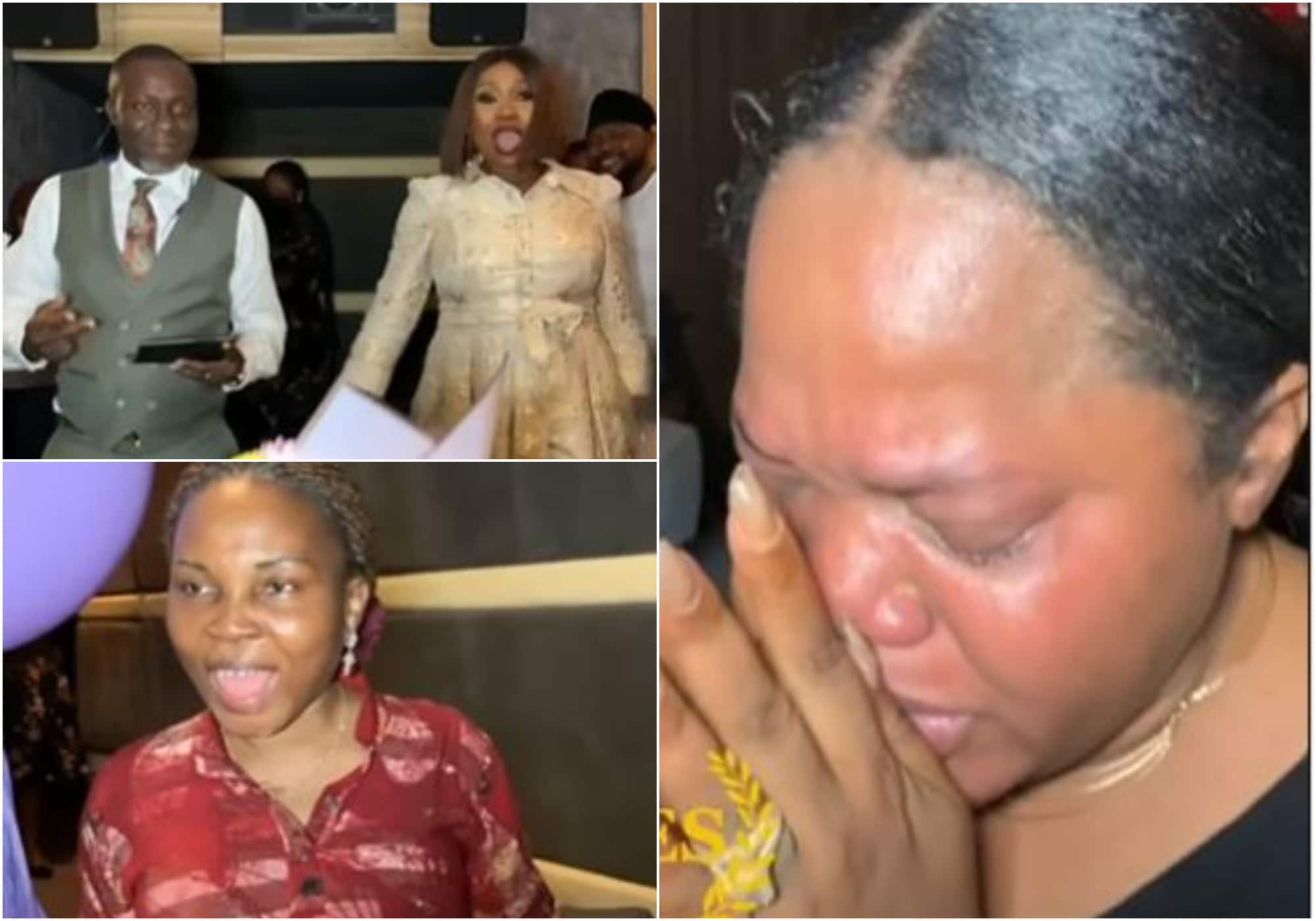Emotional moment Actress Toyin Abraham surprised her godparents
