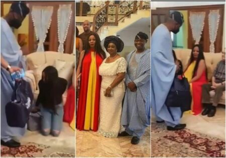 Reactions as Davido’s billionaire father, Deji Adeleke, hand over bags of cash to inlaws during marriage introduction