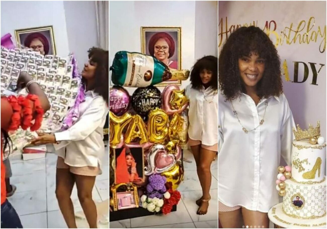 Actress Iyabo Ojo receives massive bouquet of money, cakes and other gift items for her 44th birthday