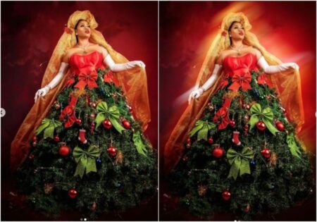 Celebrity stylist Toyin Lawani 'turns' Christmas tree