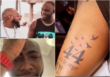 Davido inks late Obama DMW's nickname on his arm in remembrance of him