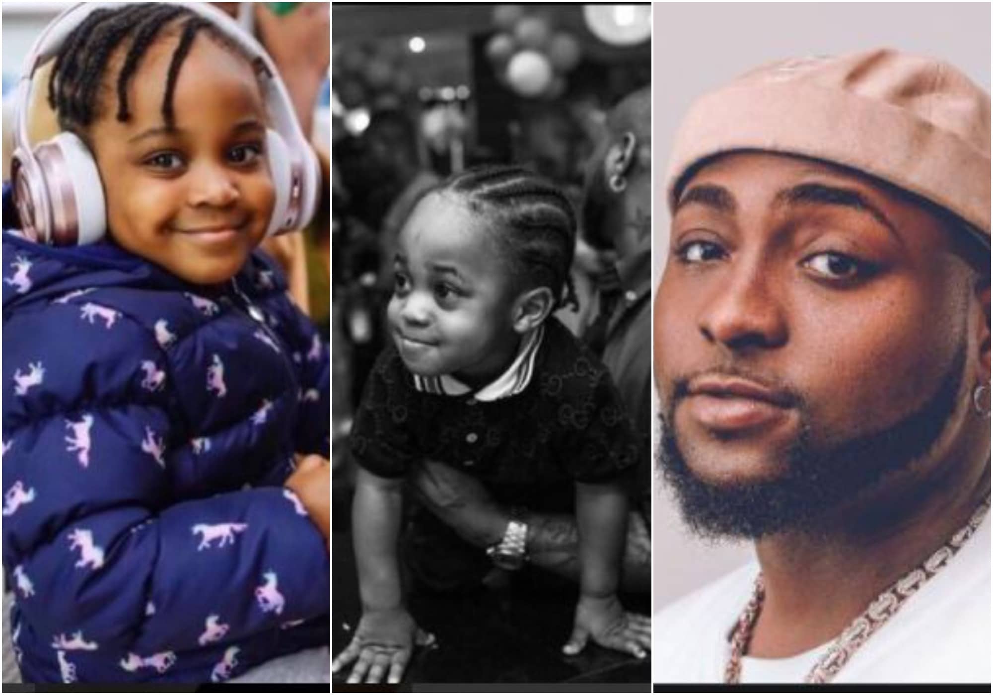 Fans react to striking resemblance between Davido's son Ifeanyi and his second daughter Hailey