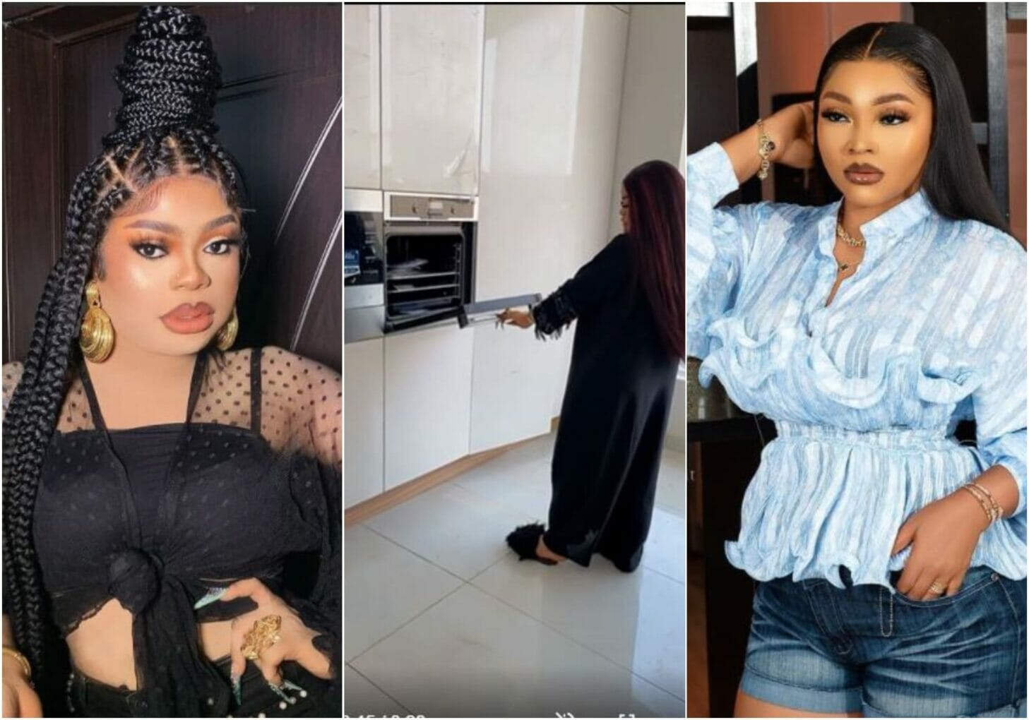 Mercy Aigbe reacts as Bobrisky gives a glimpse of his mansion worth over N400 million