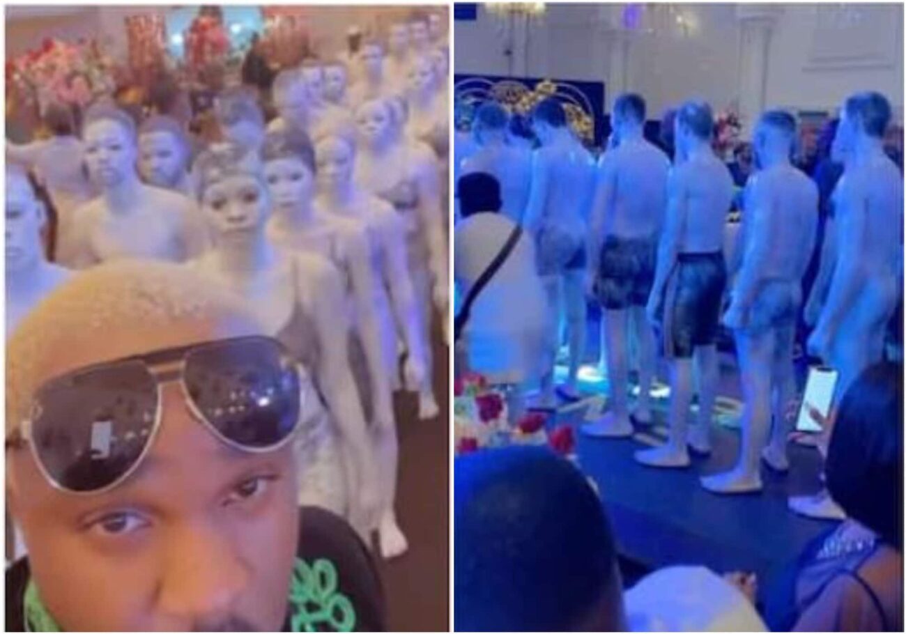 Reactions as pretty Mike storms Eniola Badmus' party with spiritual entourage
