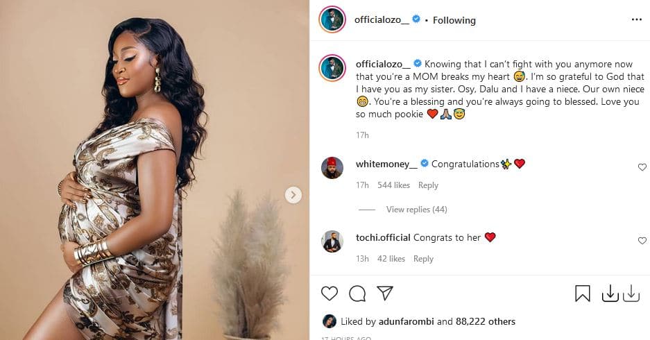 BBNaija Ozo gets emotional as sister welcomes a baby