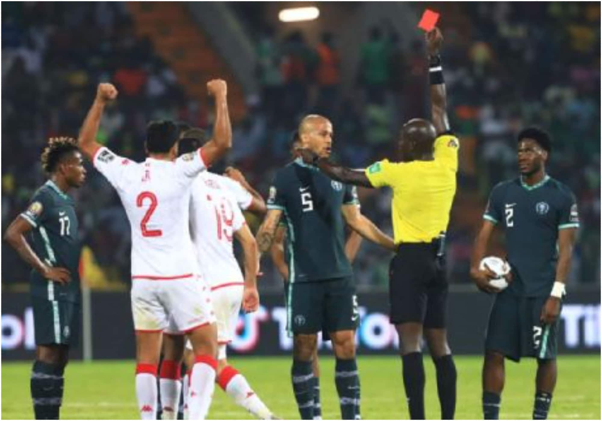 Iwobi red card vs Tunisia