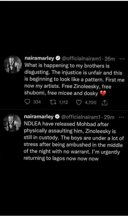 Naira Marley calls for the release of Zinoleesky Shubomi and others