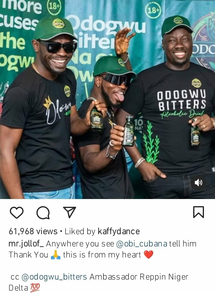 Mr Jollof signs endorsement deal with Odogwu Bitters