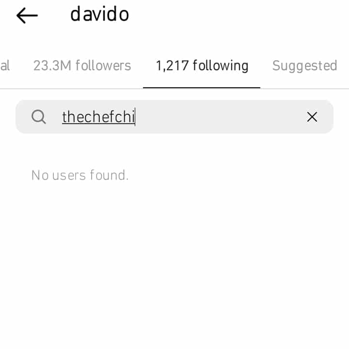 Davido unfollows Chioma Rowland on Instagram