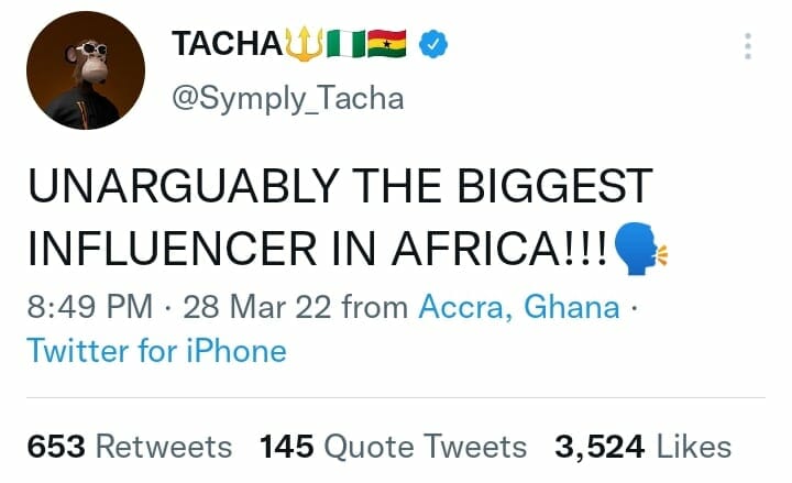 Tacha Akide brags about being the biggest influencer