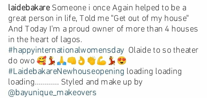 Laide Bakare brags about owning four houses