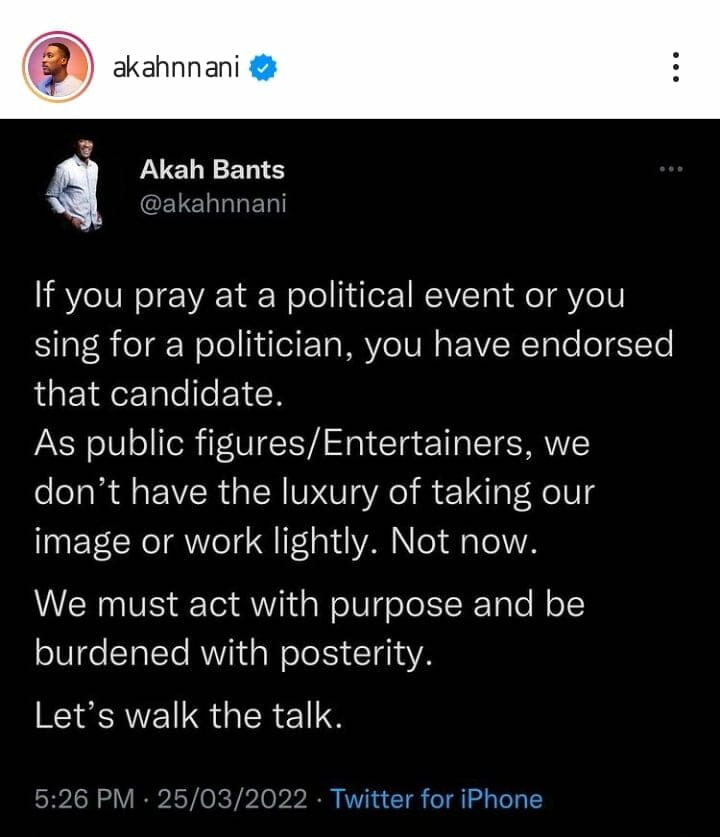 Akah Nnani public announcement to his colleagues on forthcoming election