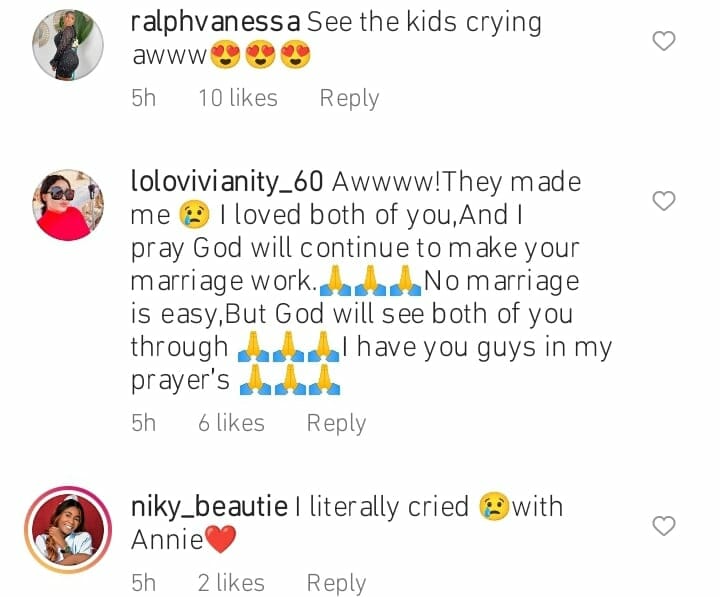 Annie Idibia kids cry at wedding renewal