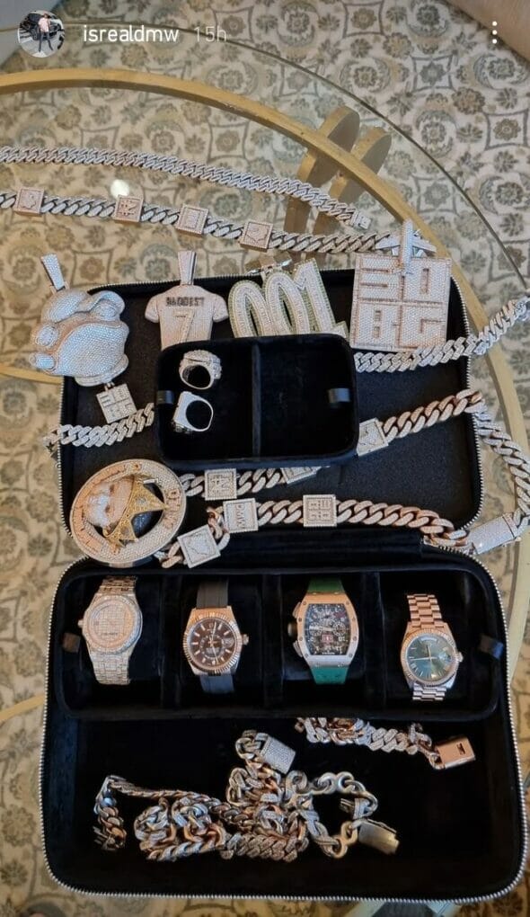 Isreal DMW shows off Davido jewelry collection