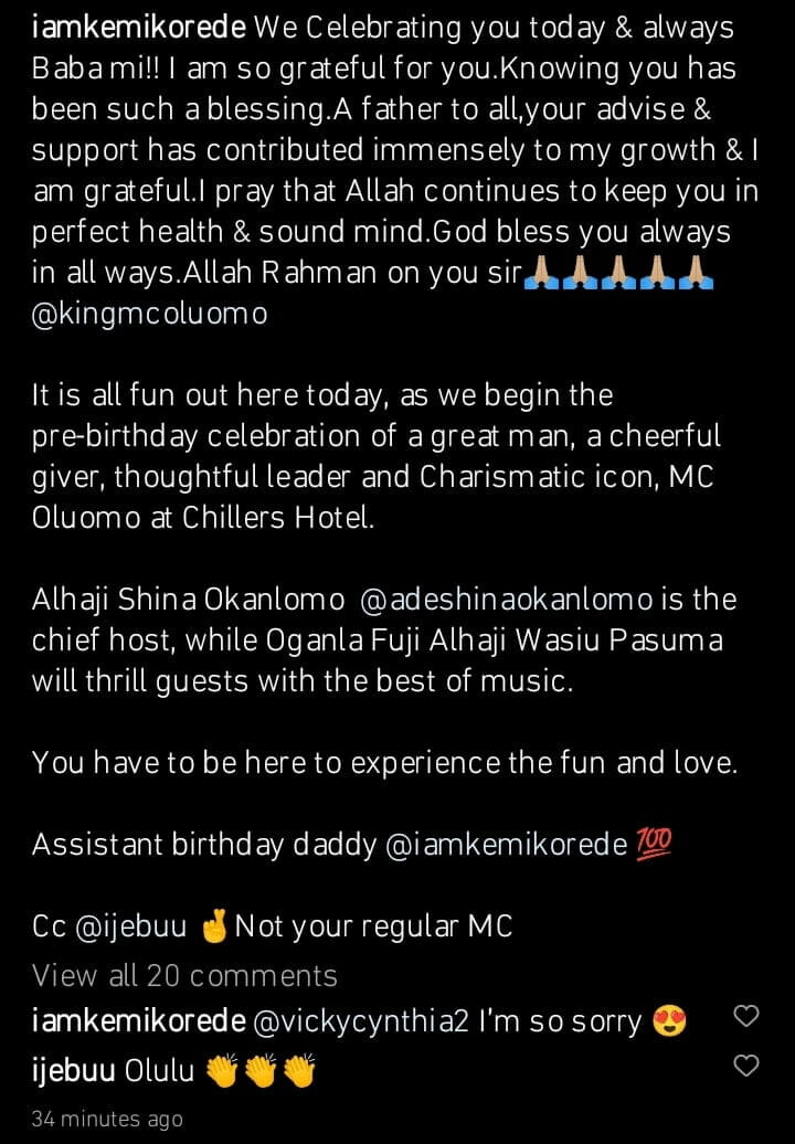 MC Oluomo lavish birthday party