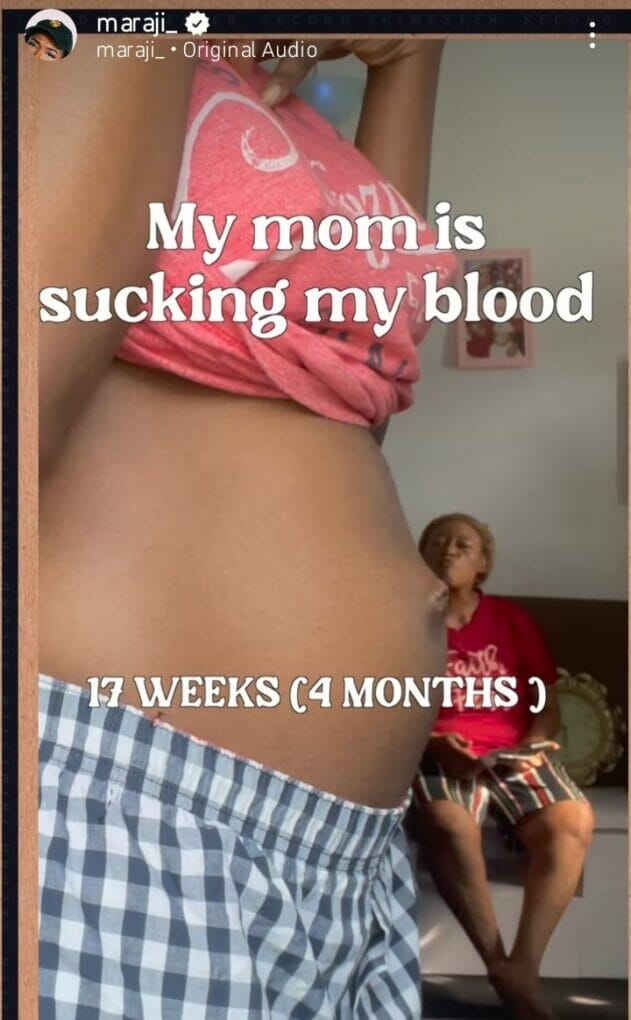Maraji baby bump at 4 months