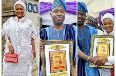 Mercy Aigbe celebrates as Kazim Adeoti bags award