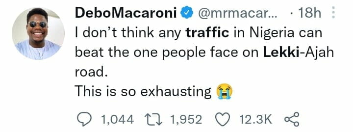 Mr Macaroni reacts to Lekki traffic
