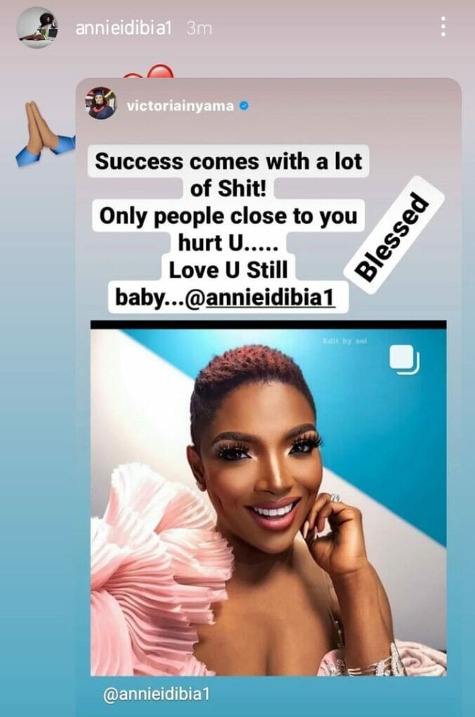 Victoria Inyama shows support to Annie Idibia following messy fight with brother Wisdom Macaulay