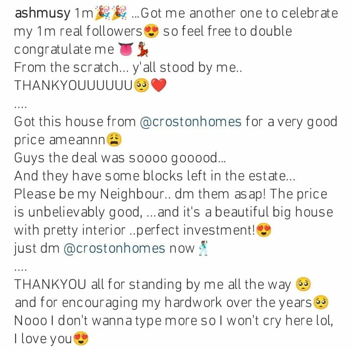 Ashmusy acquires new house