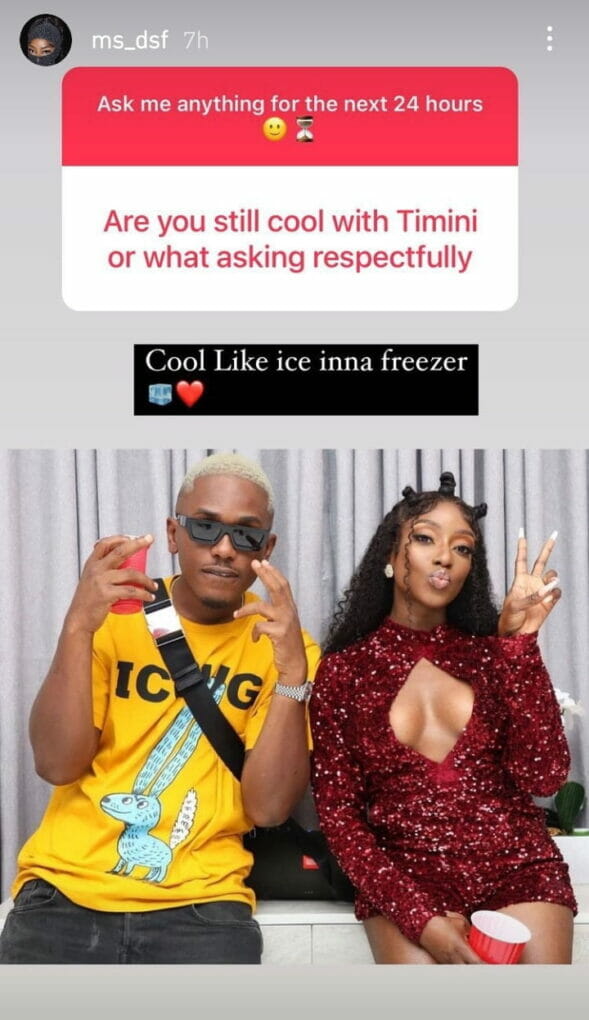 Dorcas Fapson speaks on her relationship with Timini