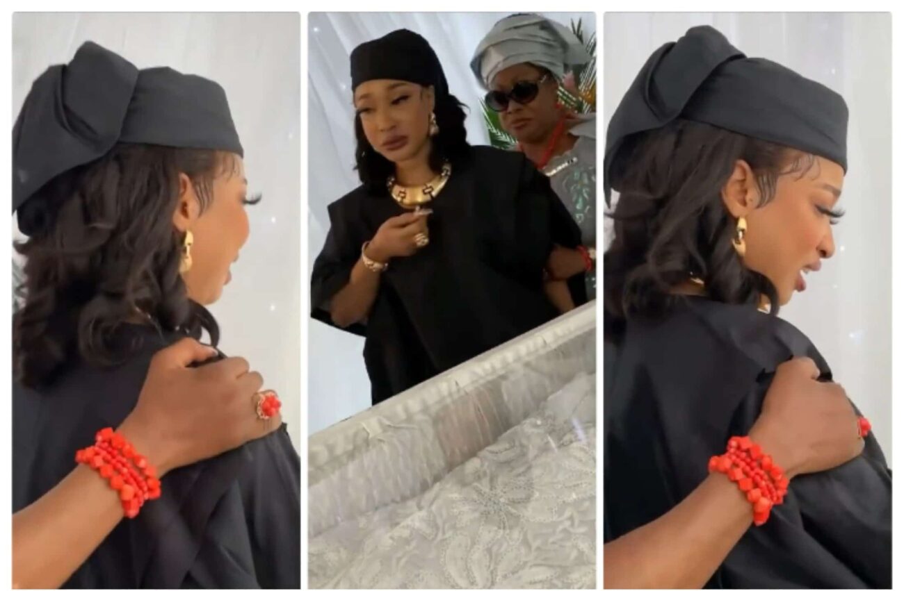 Tonto Dikeh weeps as her step mother is buried