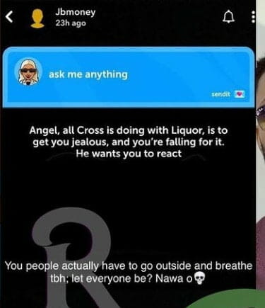 Angel addresses Cross and Liquorose close bond