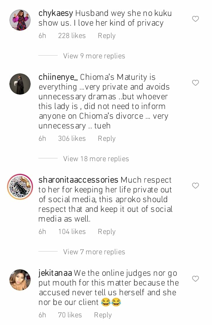 Chioma Chukwuka is allegedly divorced