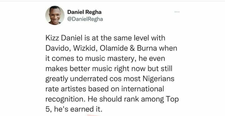 Daniel Regha hypes Kizz Daniel