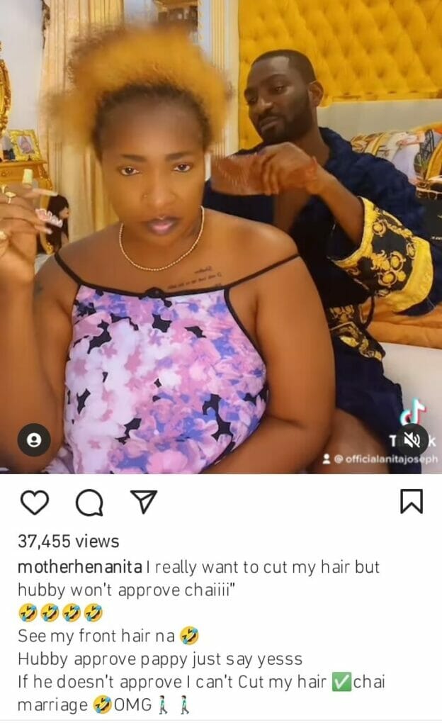 Anita Joseph cries out over her husband refusal to allow her cut her hair